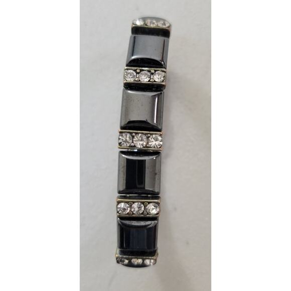 Two Magnetic Hematite Bracelets Pain Relief Powerful Elastic Therapy Arthritis - Picture 3 of 5